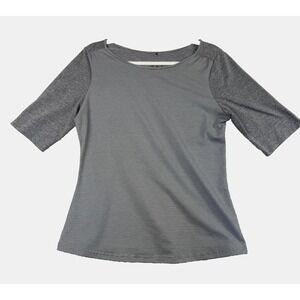 Prana Shirt Womens Large Gray Kayla Top Stretch Recycled Polyester Athletic Yoga